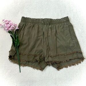 Thread & Supply Boho Fringe Olive Pull-On Short - Small (29")